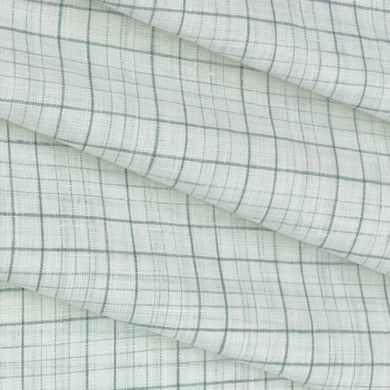 Shirt & Kurta Fabric Raymond Pure Linen Mix Check Colour Green N White