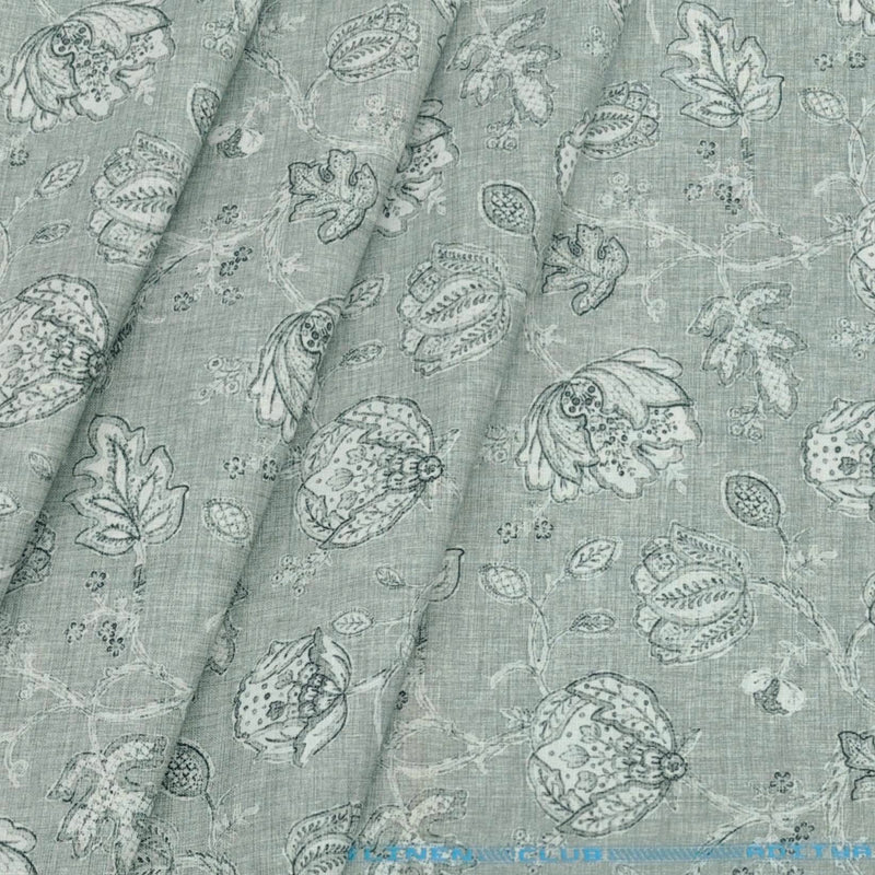 Shirt & Kurta Fabric Linen Club Pure Linen Printed Colour Light Grey