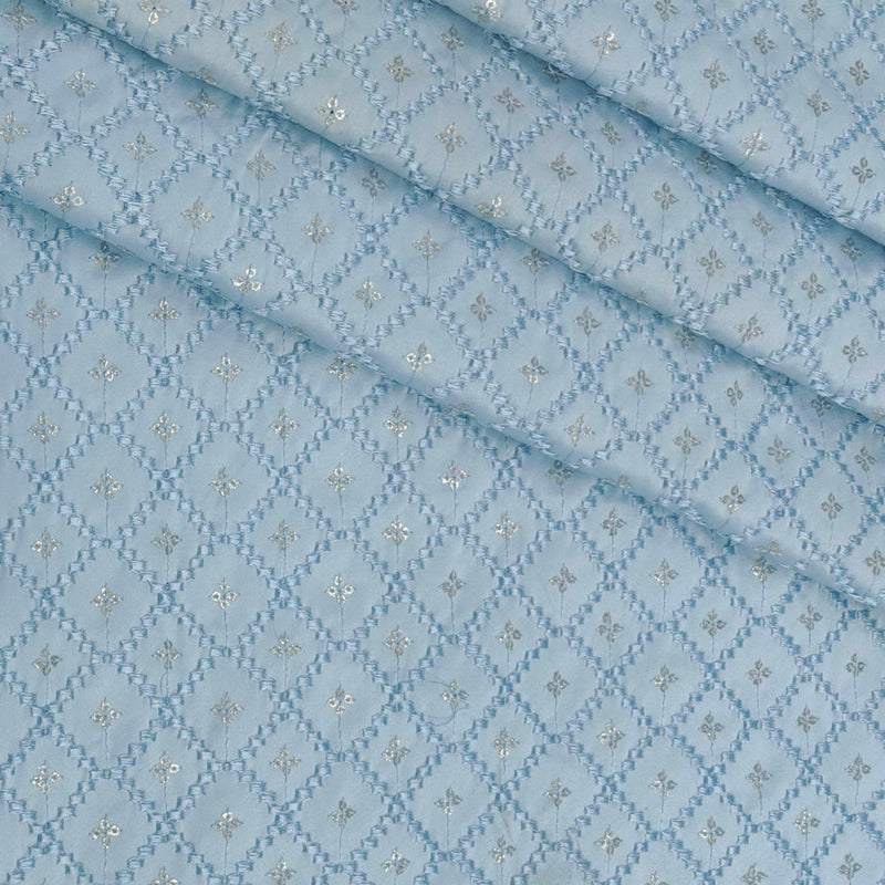 Kurta Fabric ManTire Designer Silk Embroidery Colour Baby Blue