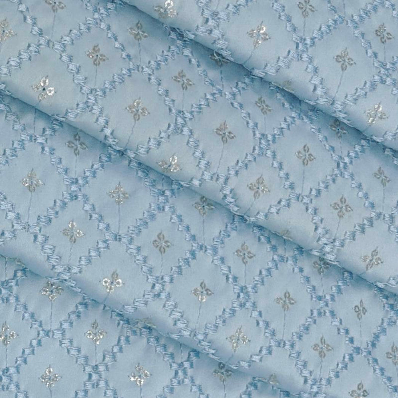 Kurta Fabric ManTire Designer Silk Embroidery Colour Baby Blue