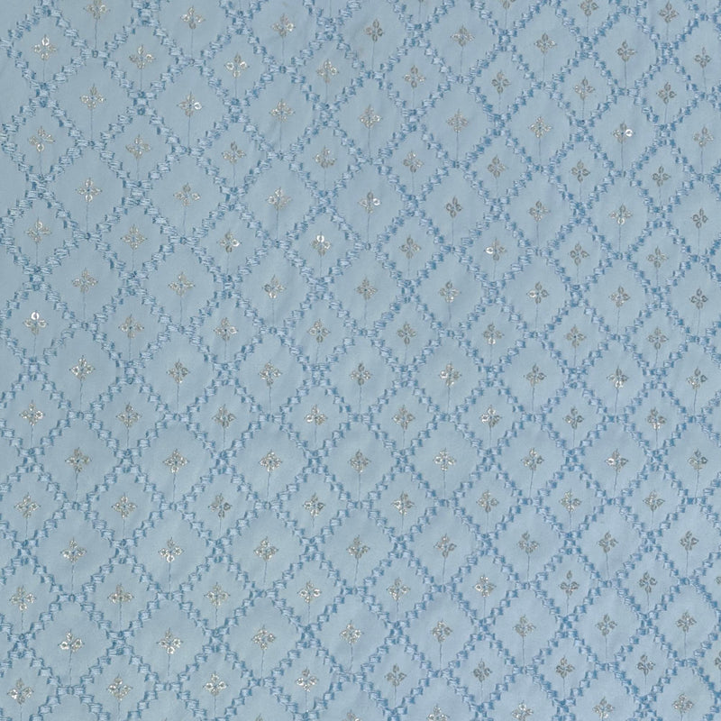 Kurta Fabric ManTire Designer Silk Embroidery Colour Baby Blue