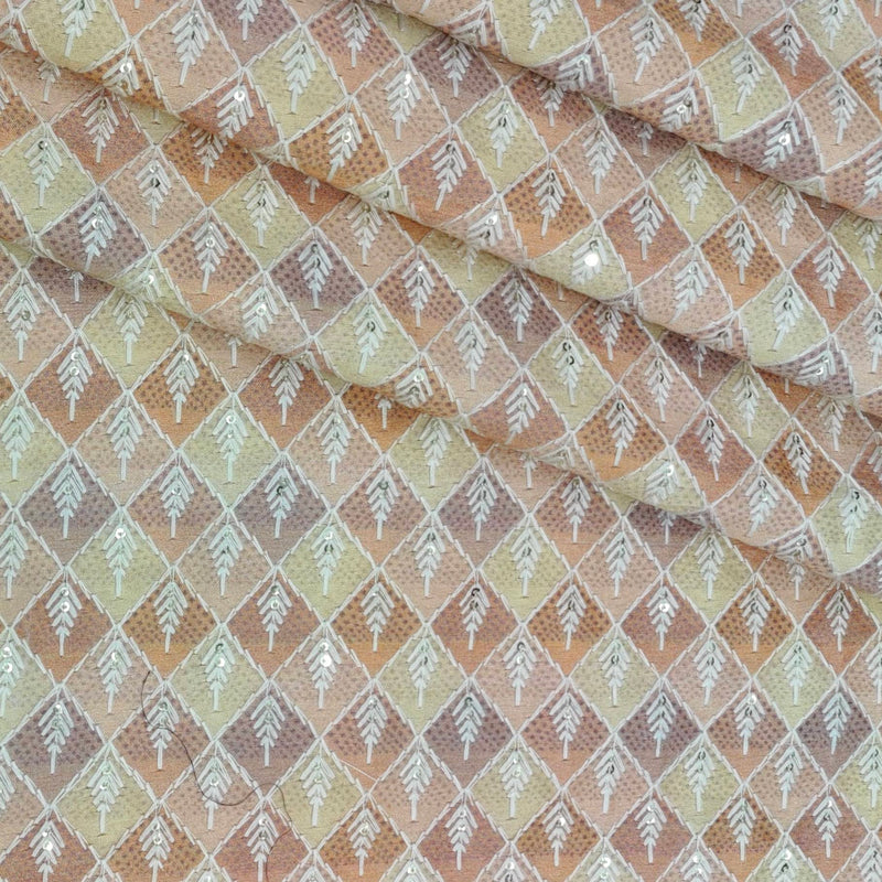 Kurta Fabric ManTire Designer Silk Embroidery Colour Peach