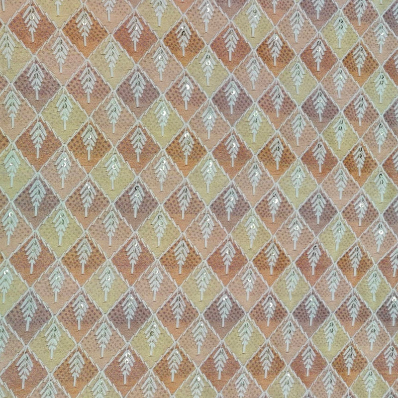 Kurta Fabric ManTire Designer Silk Embroidery Colour Peach