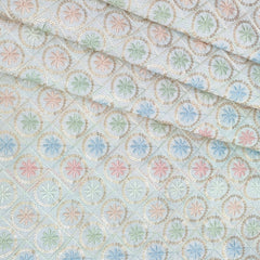 Kurta Fabric ManTire Designer Silk Embroidery Colour Off White