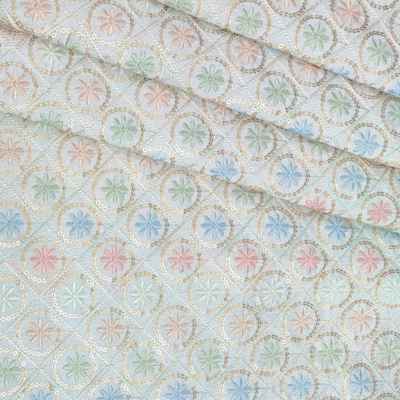 Kurta Fabric ManTire Designer Silk Embroidery Colour Off White