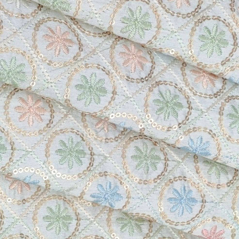 Kurta Fabric ManTire Designer Silk Embroidery Colour Off White