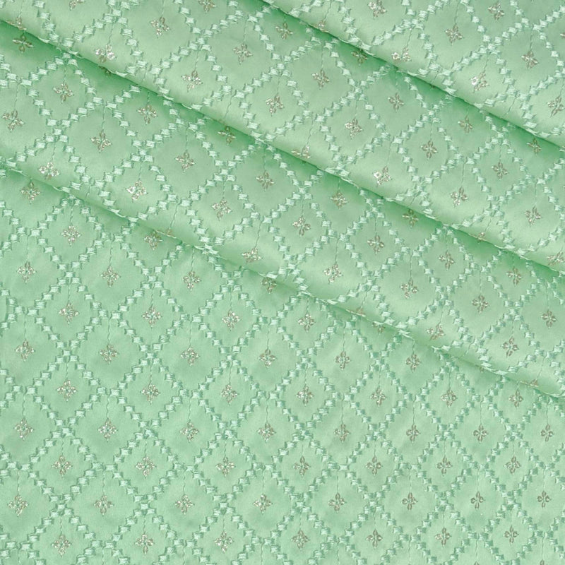Kurta Fabric ManTire Designer Silk Embroidery Colour Mint Green