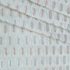 Kurta Fabric ManTire Designer Silk Embroidery Colour Off White