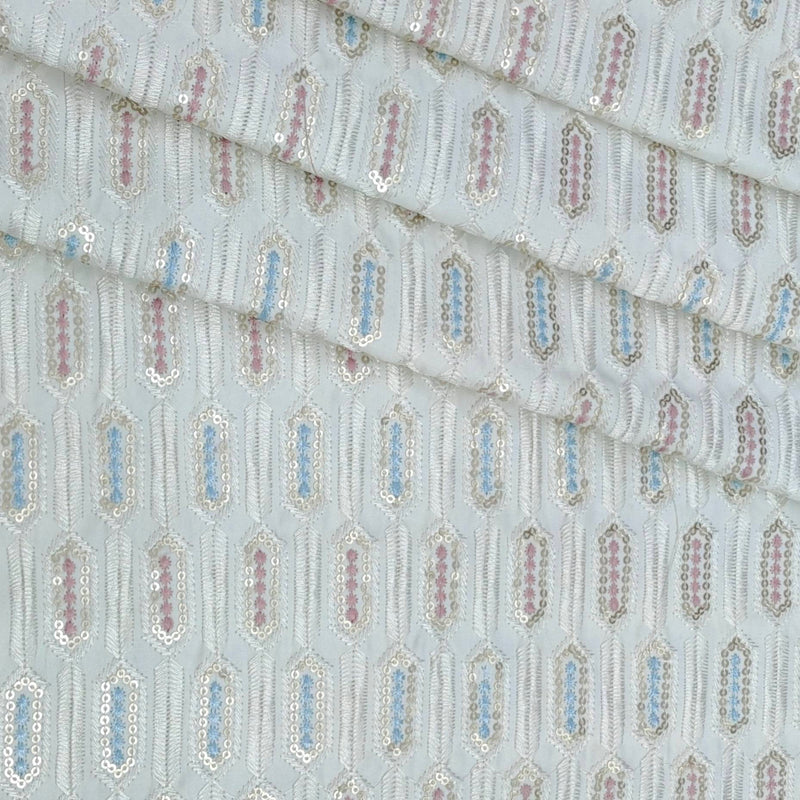 Kurta Fabric ManTire Designer Silk Embroidery Colour Off White