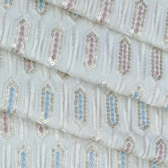 Kurta Fabric ManTire Designer Silk Embroidery Colour Off White