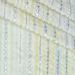 Kurta Fabric ManTire Designer Silk Embroidery Colour Off White