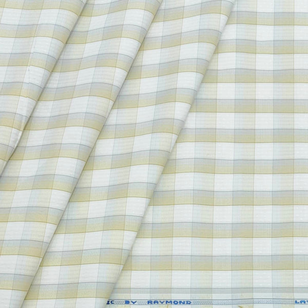 Shirt Fabric Raymond Cotton Blended Check Colour Off White N Light Brown