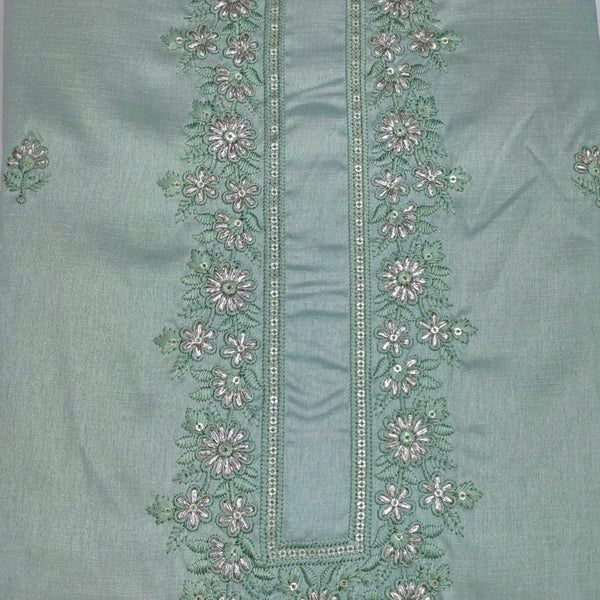 Kurta Pajama Fabric ManTire Designer Silk Embroidery Colour Pistachio Green