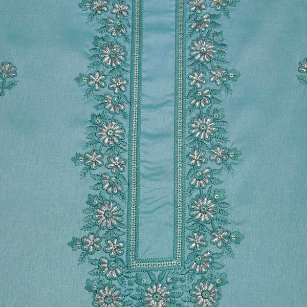 Kurta Pajama Fabric ManTire Designer Silk Embroidery Colour Firozi Blue