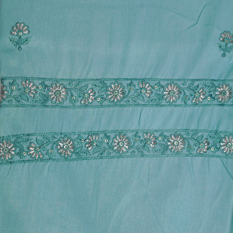 Kurta Pajama Fabric ManTire Designer Silk Embroidery Colour Firozi Blue