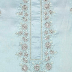 Kurta Pajama Fabric ManTire Designer Silk Embroidery Colour Ice Blue