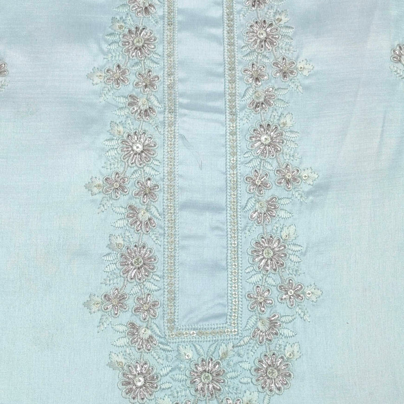 Kurta Pajama Fabric ManTire Designer Silk Embroidery Colour Ice Blue