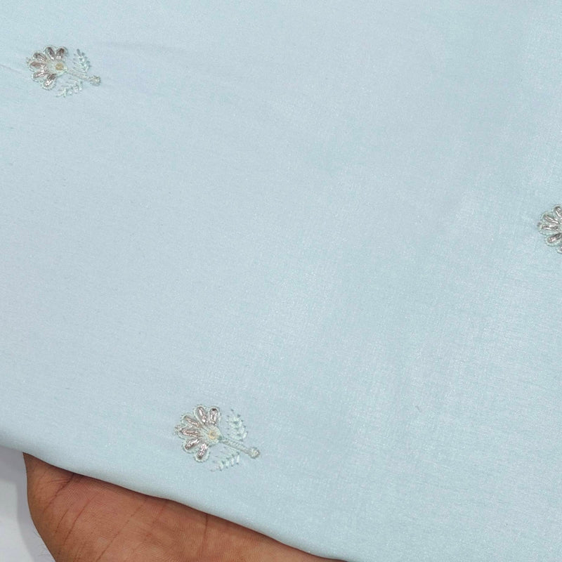 Kurta Pajama Fabric ManTire Designer Silk Embroidery Colour Ice Blue