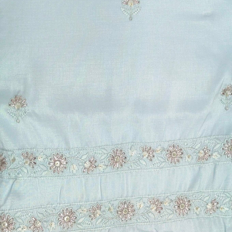 Kurta Pajama Fabric ManTire Designer Silk Embroidery Colour Ice Blue