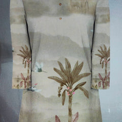 Kurta Fabric ManTire Designer PV Printed Colour Almond Brown