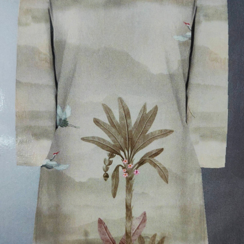 Kurta Fabric ManTire Designer PV Printed Colour Almond Brown