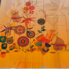 Kurta Fabric ManTire Designer PV Printed Colour Peach N Orange