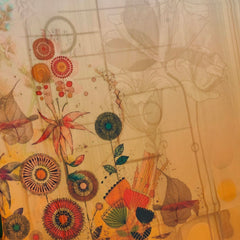 Kurta Fabric ManTire Designer PV Printed Colour Peach N Orange