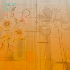 Kurta Fabric ManTire Designer PV Printed Colour Peach N Orange