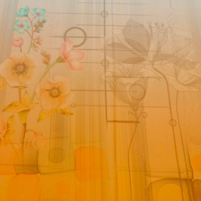 Kurta Fabric ManTire Designer PV Printed Colour Peach N Orange