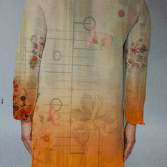 Kurta Fabric ManTire Designer PV Printed Colour Peach N Orange