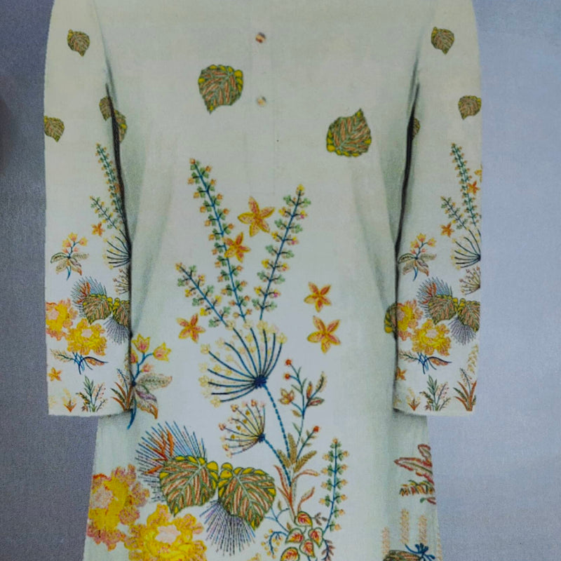 Kurta Fabric ManTire Designer PV Printed Colour Gin Green