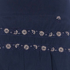 Kurta Pajma Fabric ManTire Designer Silk Embroidery Colour Dark Blue