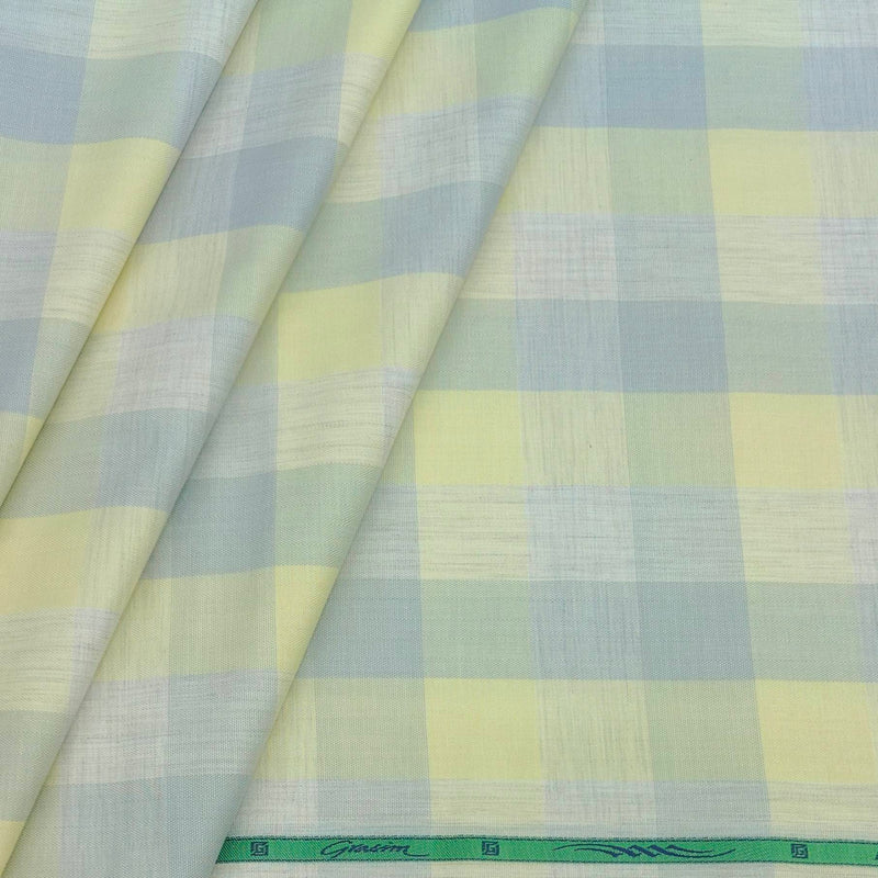 Shirt Fabric Grasim Egyptian Giza Cotton Broad Check Colour Hues Grey N Light Yellow
