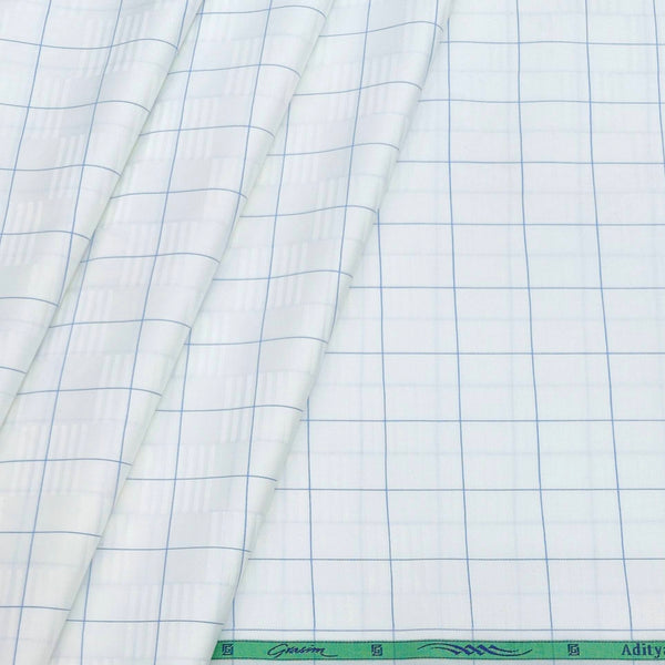 Shirt Fabric Grasim Egyptian Giza Cotton Broad Check Colour Blue N White