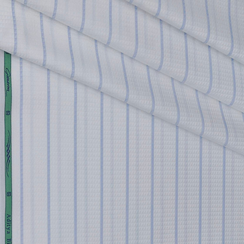 Shirt Fabric Grasim Egyptian Giza Cotton Broad Lining Colour Blue N White