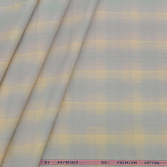Shirt Fabric Raymond 100% Cotton Broad Check Colour Light Grey N Light Beige