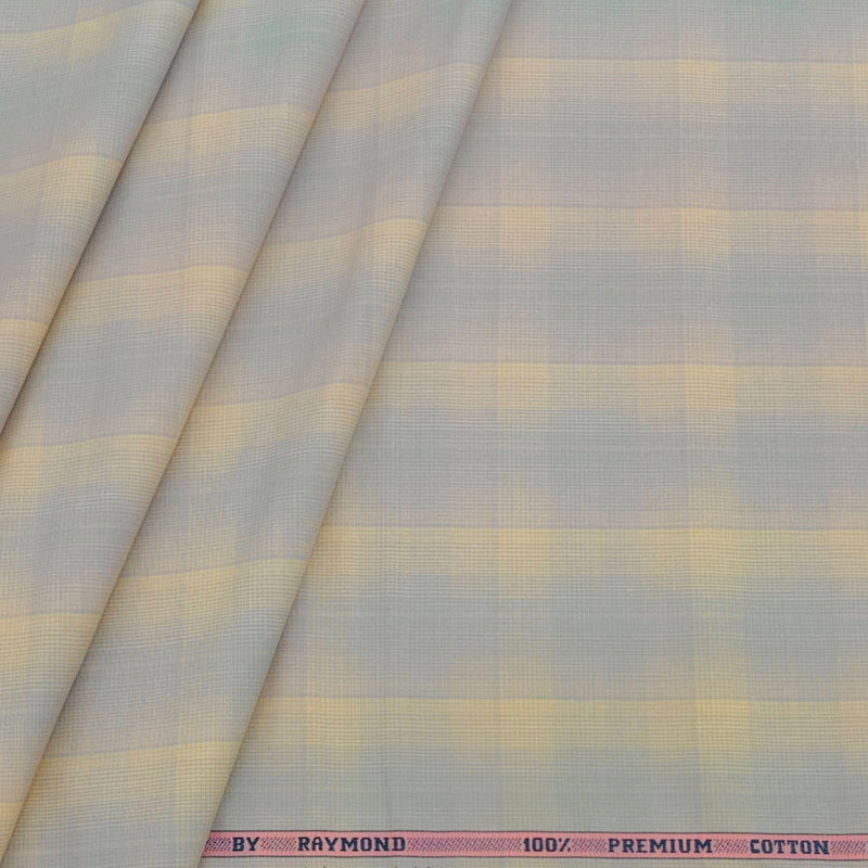 Shirt Fabric Raymond 100% Cotton Broad Check Colour Light Grey N Light Beige