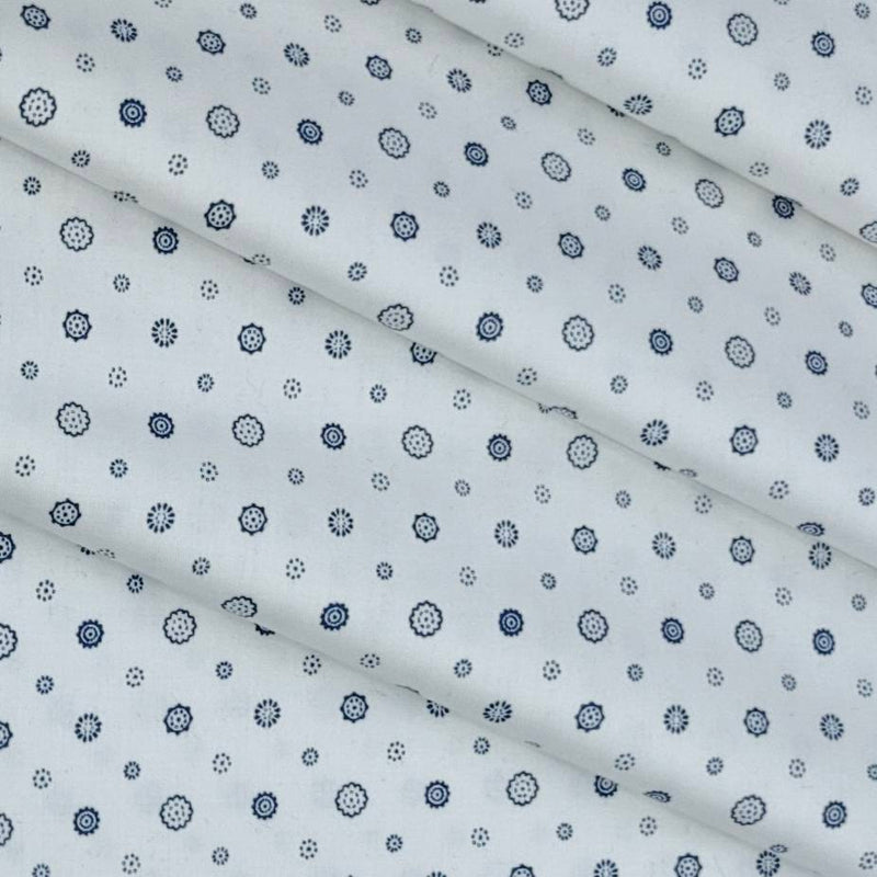 Shirt Fabric Raymond 100% Cotton Printed Colour Blue N White