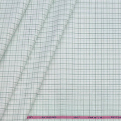 Shirt Fabric Raymond 100% Cotton Mix Check Colour Mint Green N White
