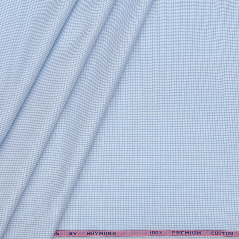 Shirt Fabric Raymond 100% Cotton Pin Check Colour Blue