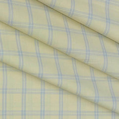 Shirt Fabric Raymond 100% Cotton Broad Check Colour Blue N Light Yellow