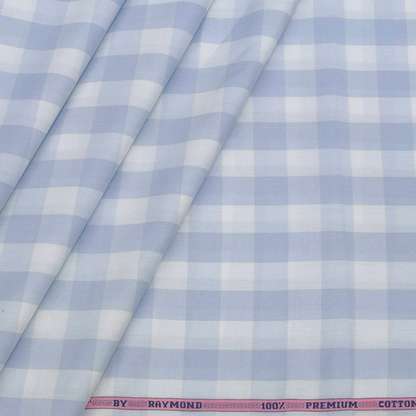 Shirt Fabric Raymond 100% Cotton Check Colour Blue N White