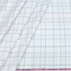 Shirt Fabric Raymond 100% Cotton Broad Check Colour Light Grey N White