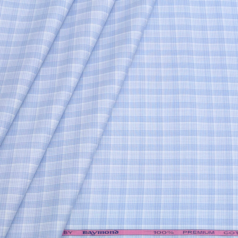 Shirt Fabric Raymond 100% Cotton Check Colour Blue N White