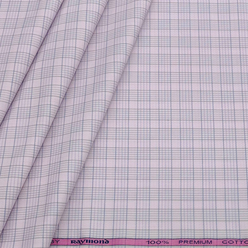 Shirt Fabric Raymond 100% Cotton Check Colour Faded Lavender