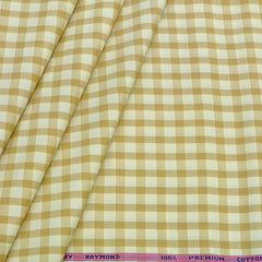 Shirt Fabric Raymond 100% Cotton Check Colour Flax Yellow