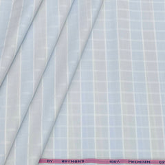 Shirt Fabric Raymond 100% Cotton Check Colour Light Grey N Light Blue
