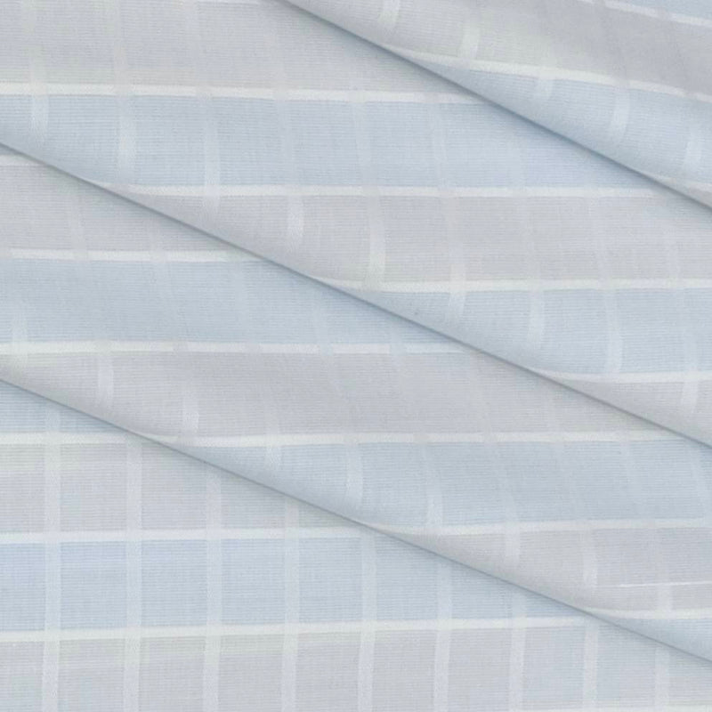 Shirt Fabric Raymond 100% Cotton Check Colour Light Grey N Light Blue