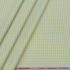 Shirt Fabric Raymond 100% Cotton Check Colour Greenish Yellow