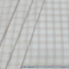 Shirt Fabric Arvind Cotton Blended Check Colour Light Brown N Off White